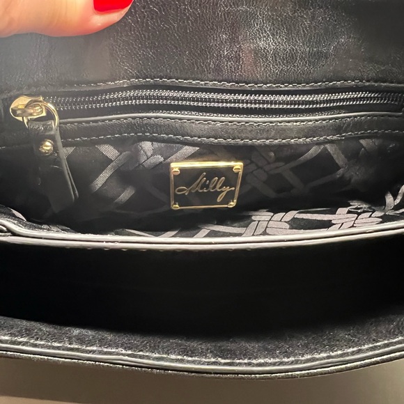 Milly Designer Leather Shoulder Bag Black - Picture 5 of 5